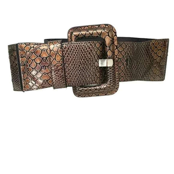 Bianca Nygard faux  leather, textured copper coloured waist belt 30 1/2” to 33” - Picture 1 of 7